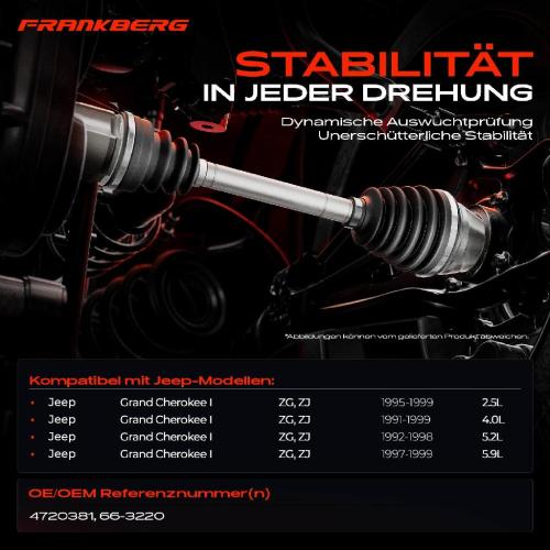 1x Antriebswelle Vorderachse Links für Jeep Grand Cherokee I ZG ZJ Wrangler 1991-1999 Bild 1x Antriebswelle Vorderachse Links für Jeep Grand Cherokee I ZG ZJ Wrangler 1991-1999