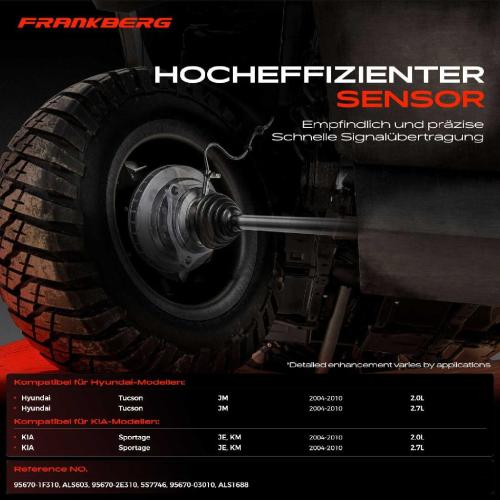 Frankberg 1x ABS Sensor Vorderachse rechts für Hyundai Tucson JM KIA Sportage JE KM 2.0L 2.7L 2004-2010 Bild Frankberg 1x ABS Sensor Vorderachse rechts für Hyundai Tucson JM KIA Sportage JE KM 2.0L 2.7L 2004-2010