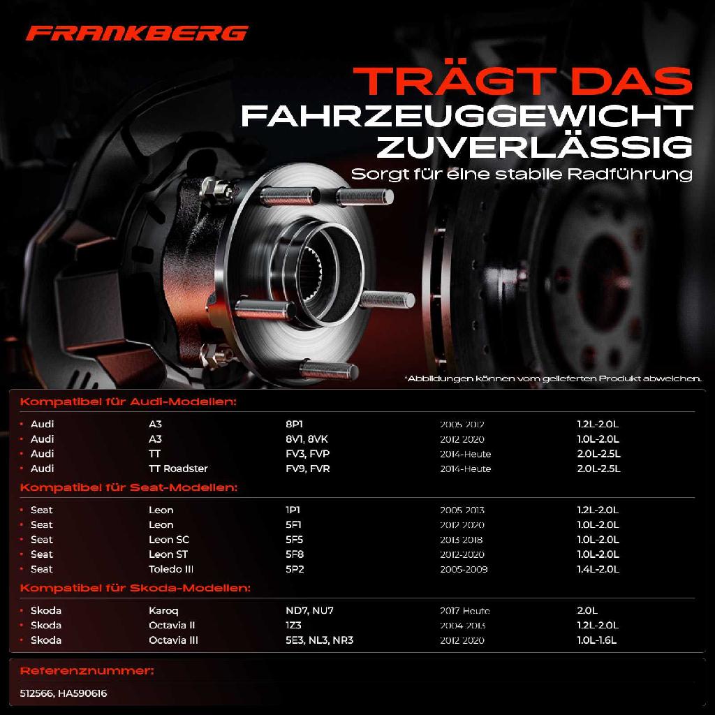 2x Radnabe Radlagersatz Vorderachse beidseitig für Audi A3 Cabriolet Limousine Sportback Q2 Q3 TT Seat Skoda