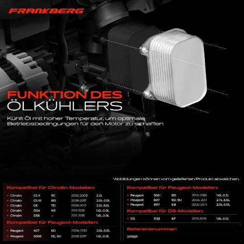 1x Ölkühler Motoröl für Citroën C4 I C4 II C6 Peugeot 607 807 5008 II Expert Kasten Bild 1x Ölkühler Motoröl für Citroën C4 I C4 II C6 Peugeot 607 807 5008 II Expert Kasten