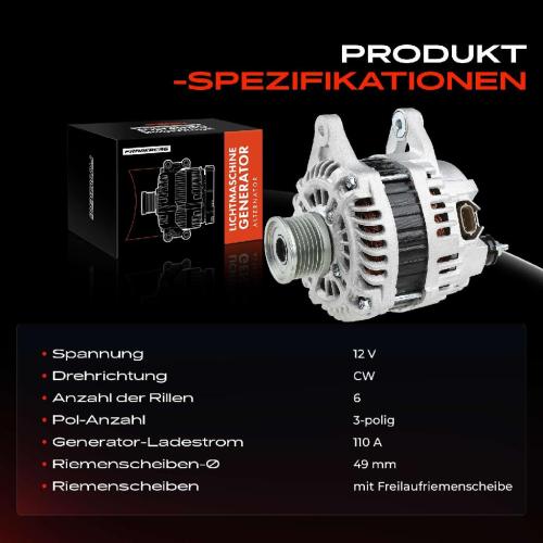 1x Lichtmaschine Generator für Nissan Juke F15 ab 2010 1.6 DiG-T Bild 1x Lichtmaschine Generator für Nissan Juke F15 ab 2010 1.6 DiG-T