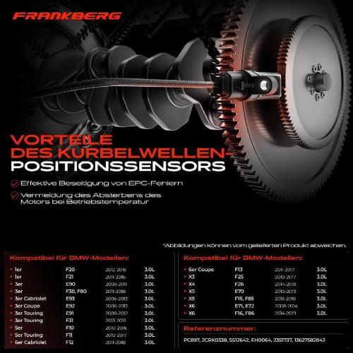 1x Kurbelwellensensor Impulsgeber für BMW 1er F21 E88 3er F30 F80 E92 5er F10 F18 X3 Bild 1x Kurbelwellensensor Impulsgeber für BMW 1er F21 E88 3er F30 F80 E92 5er F10 F18 X3