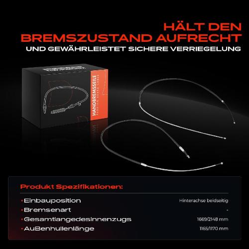 2x Seilzug Feststellbremse Hinterachse rechts für BMW 5er Touring E60 E61 2002-2010 Bild 2x Seilzug Feststellbremse Hinterachse rechts für BMW 5er Touring E60 E61 2002-2010