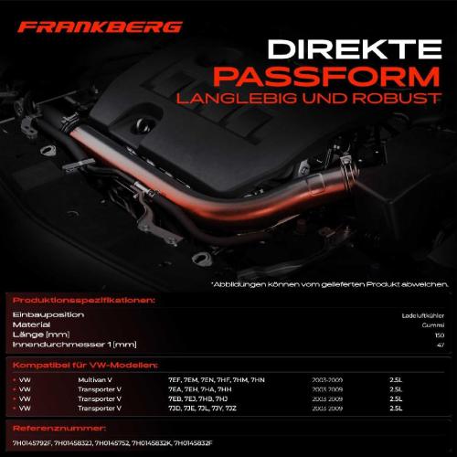 Frankberg 1x Kühlerschlauch Turboschlauch für VW Multivan V Transporter V Bus V Kasten V Pritsche/Fahrgestell Bild Frankberg 1x Kühlerschlauch Turboschlauch für VW Multivan V Transporter V Bus V Kasten V Pritsche/Fahrgestell