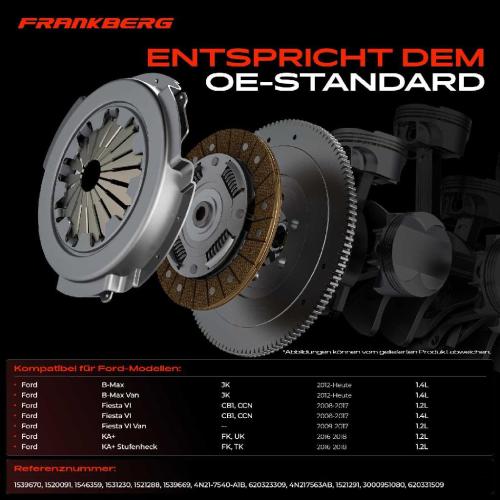 Frankberg 1x Kupplungssatz für Ford B-Max JK B-Max Van Fiesta VI CB1 CCN Fiesta VI Van KA FK UK KA Stufenheck FK TK Bild Frankberg 1x Kupplungssatz für Ford B-Max JK B-Max Van Fiesta VI CB1 CCN Fiesta VI Van KA FK UK KA Stufenheck FK TK
