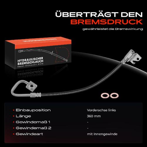 1x Bremsschlauch Bremsschläuche Vorderachse Links für Jeep Grand Cherokee III WH WK AWD Bild 1x Bremsschlauch Bremsschläuche Vorderachse Links für Jeep Grand Cherokee III WH WK AWD