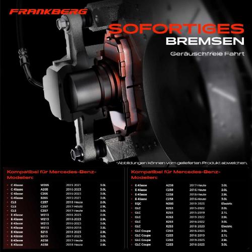 Frankberg 4x Bremsbeläge Vorderachse für Mercedes-Benz W205 A205 C205 S205 C257 W213 S213 2015-2025 Bild Frankberg 4x Bremsbeläge Vorderachse für Mercedes-Benz W205 A205 C205 S205 C257 W213 S213 2015-2025