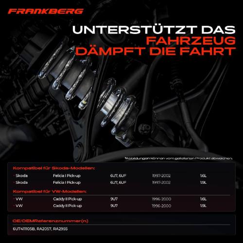 Frankberg 2x Fahrwerksfeder Vorderachse für Skoda Felicia I 6U7 6UF VW Caddy II 9U7 1996-2002 Bild Frankberg 2x Fahrwerksfeder Vorderachse für Skoda Felicia I 6U7 6UF VW Caddy II 9U7 1996-2002