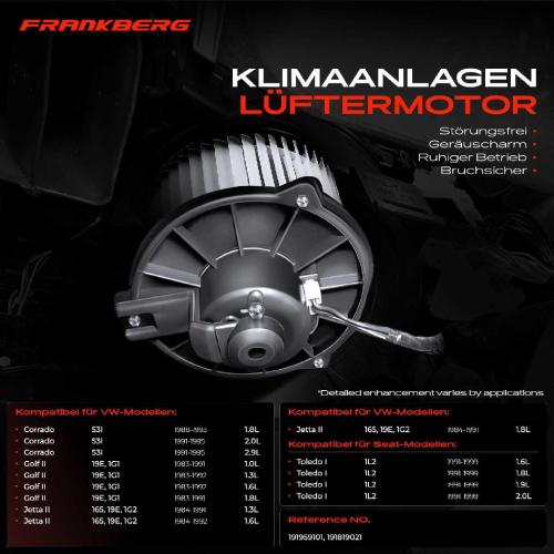 Frankberg 1x Gebläsemotor Innenraumgebläse für VW Corrado Golf 2 1G Jetta 2 Seat Toledo I 1L Bild Frankberg 1x Gebläsemotor Innenraumgebläse für VW Corrado Golf 2 1G Jetta 2 Seat Toledo I 1L