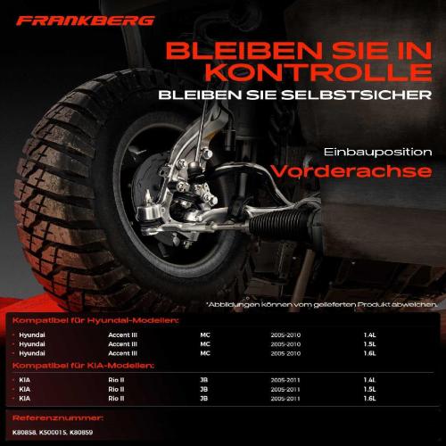Frankberg 1x Querlenker Satz Vorderachse für Hyundai Accent III Stufenheck KIA Rio II 1.4L 1.5L 1.6L 2005-2011 Bild Frankberg 1x Querlenker Satz Vorderachse für Hyundai Accent III Stufenheck KIA Rio II 1.4L 1.5L 1.6L 2005-2011
