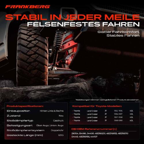 2x Stoßdämpfer Hinterachse für Toyota Land Cruiser J7 4.2L 1999-1999 Bild 2x Stoßdämpfer Hinterachse für Toyota Land Cruiser J7 4.2L 1999-1999