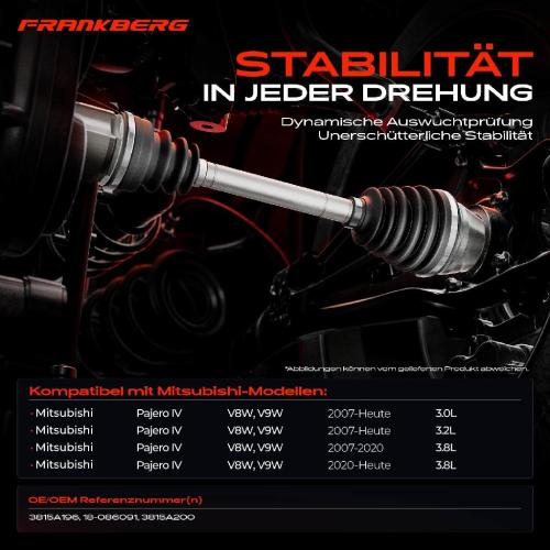 1x Antriebswelle Vorderachse Rechts für Mitsubishi Pajero IV V8W V9W 3.0L 3.2L 3.8L Bj ab 2007 Bild 1x Antriebswelle Vorderachse Rechts für Mitsubishi Pajero IV V8W V9W 3.0L 3.2L 3.8L Bj ab 2007