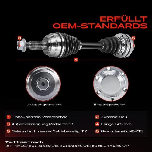 1x Antriebswelle Vorderachse für VW Touareg 7P5 7P6 2010-2018 Audi Q7 4LB Porsche Cayenne 92A Bild 1x Antriebswelle Vorderachse für VW Touareg 7P5 7P6 2010-2018 Audi Q7 4LB Porsche Cayenne 92A