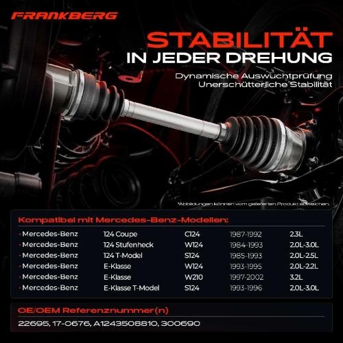 1x Antriebswelle Hinterachse Links oder Rechts für Mercedes-Benz E-Klasse W124 W210 124 S124 C124 Bild 1x Antriebswelle Hinterachse Links oder Rechts für Mercedes-Benz E-Klasse W124 W210 124 S124 C124