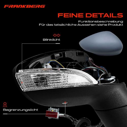 Frankberg 1x Außenspiegel Rechts für Ford Fiesta VI CB1 CCN Van 2008-2017 Bild Frankberg 1x Außenspiegel Rechts für Ford Fiesta VI CB1 CCN Van 2008-2017