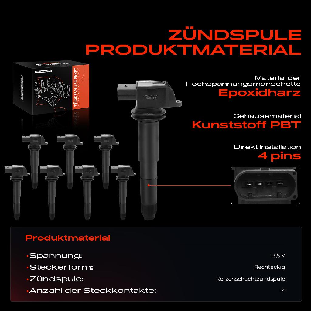 8x Zündmodul Zündspule für Porsche Carrera GT 980 Cayenne 9PA 5.7L 4.5L 2002-2006