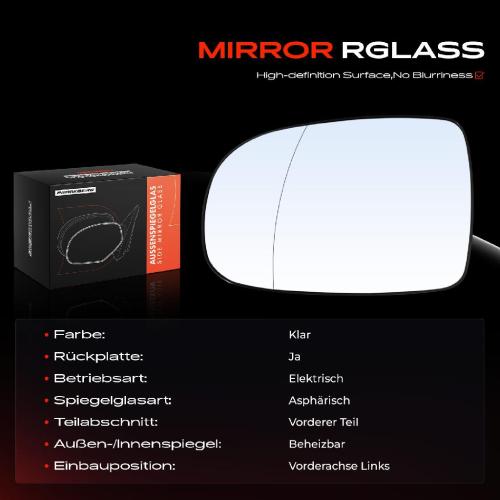 1x Spiegelglas Außenspiegel links für Opel Corsa C Kasten/Schrägheck Tigra Twintop Bild 1x Spiegelglas Außenspiegel links für Opel Corsa C Kasten/Schrägheck Tigra Twintop
