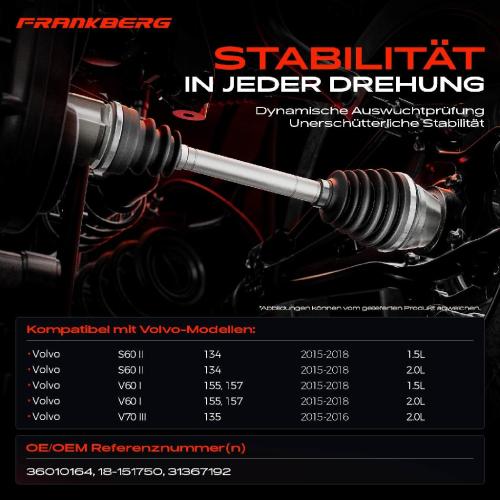 1x Antriebswelle Vorderachse Links für Volvo S60 134 V60 155 157 V70 135 2015-2018 Bild 1x Antriebswelle Vorderachse Links für Volvo S60 134 V60 155 157 V70 135 2015-2018