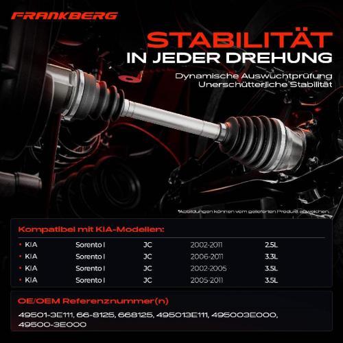 1x Antriebswelle Vorderachse Links für KIA Sorento I JC 2002-2011 2.5L 3.3L 3.5L 2002-2011 Bild 1x Antriebswelle Vorderachse Links für KIA Sorento I JC 2002-2011 2.5L 3.3L 3.5L 2002-2011
