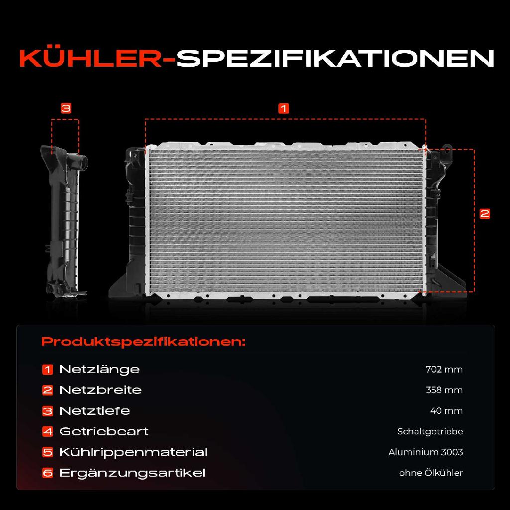 1x Kühler Wasserkühler Motorkühler für Ford Transit Bus Kasten Tourneo Pick-up