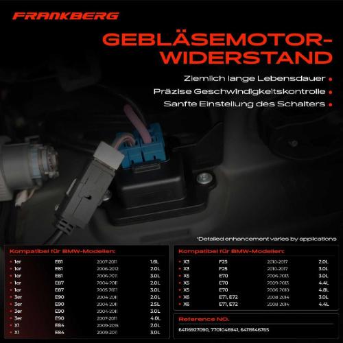 1x Widerstand Vorwiderstand Gebläsemotor für BMW E81 E82 E90 E91 E93 X1 X3 X5 X6 Z4 Bild 1x Widerstand Vorwiderstand Gebläsemotor für BMW E81 E82 E90 E91 E93 X1 X3 X5 X6 Z4