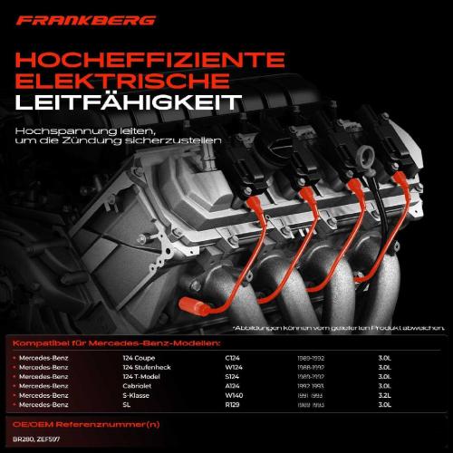 7x Zündleitungssatz Zündkabel für Mercedes-Benz C124 S124 W202 R129 Bild 7x Zündleitungssatz Zündkabel für Mercedes-Benz C124 S124 W202 R129