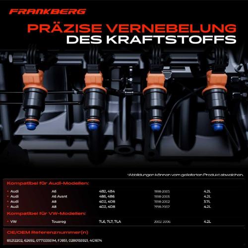 Frankberg 8x Einspritzventil Einspritzdüse für VW Touareg 4.2L Audi A6 4B A8 4D 3.7L 4.2L Bild Frankberg 8x Einspritzventil Einspritzdüse für VW Touareg 4.2L Audi A6 4B A8 4D 3.7L 4.2L