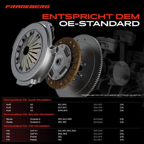 Frankberg 1x Kupplungssatz für VW Golf VII Variant Passat CC Alltrack Scirocco Audi A3 Cabriolet Limousine Seat Bild Frankberg 1x Kupplungssatz für VW Golf VII Variant Passat CC Alltrack Scirocco Audi A3 Cabriolet Limousine Seat