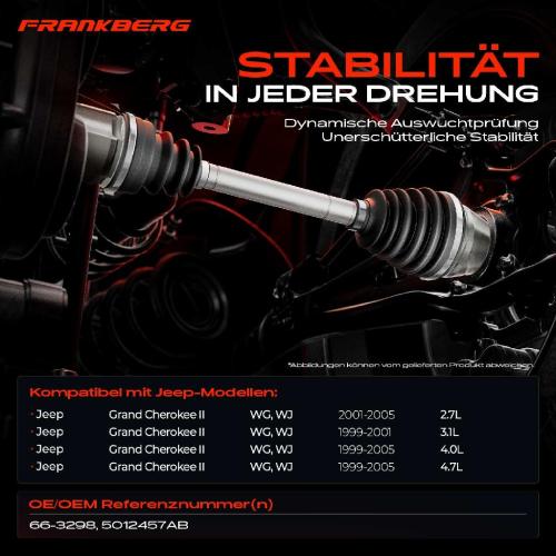 1x Antriebswelle Vorderachse Links für Jeep Grand Cherokee II WG WJ 1999-2005 Bild 1x Antriebswelle Vorderachse Links für Jeep Grand Cherokee II WG WJ 1999-2005