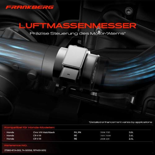 1x Luftmassenmesser für Honda Civic VIII Hatchback FK FN CR-V III RE 2.0L 2.4L 2006-2012 Bild 1x Luftmassenmesser für Honda Civic VIII Hatchback FK FN CR-V III RE 2.0L 2.4L 2006-2012