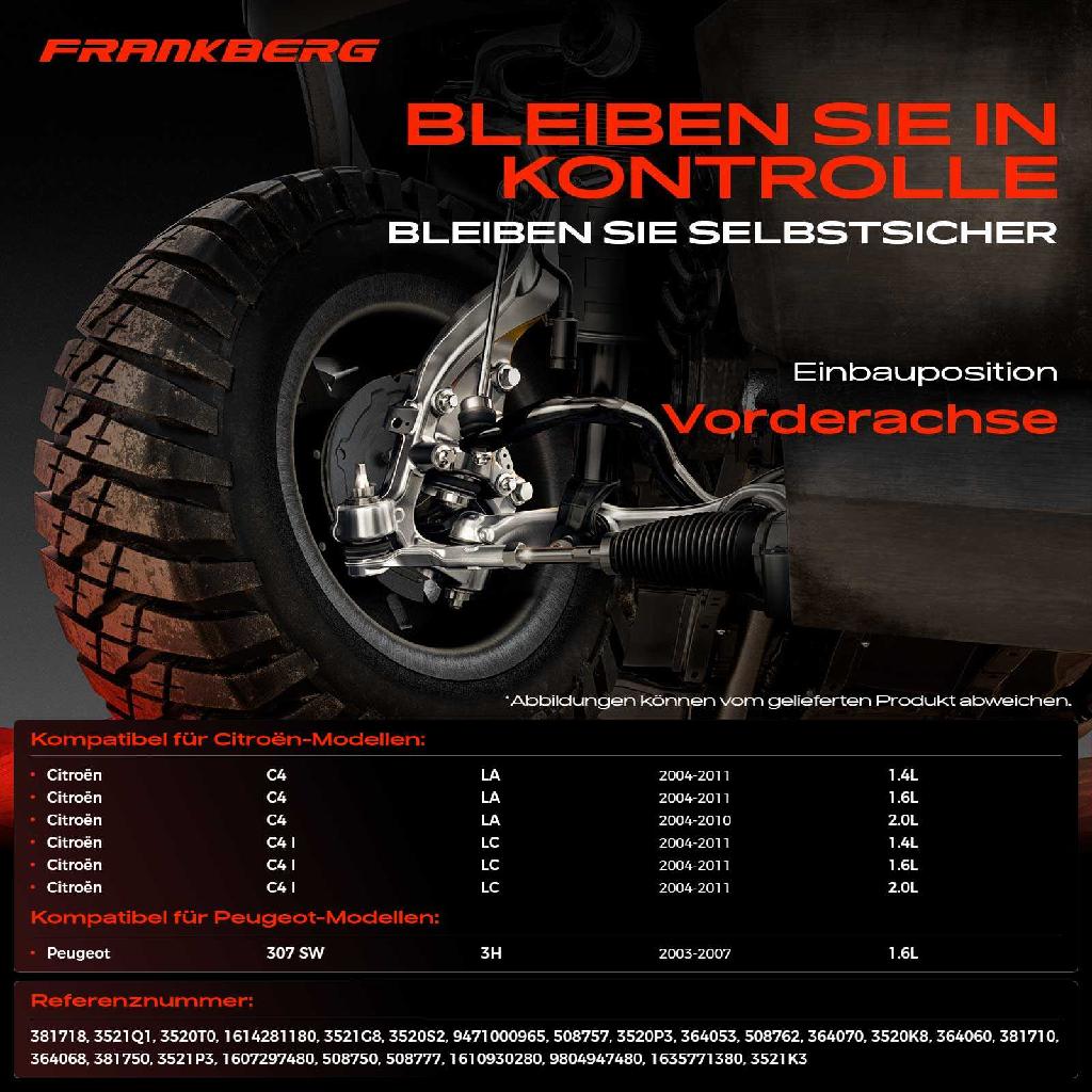 1x Querlenker Satz Vorderachse für Citroën C4 Coupe LA C4 I LC Peugeot 307 SW 3H 1.4L 1.6L 2.0L 2003-2011