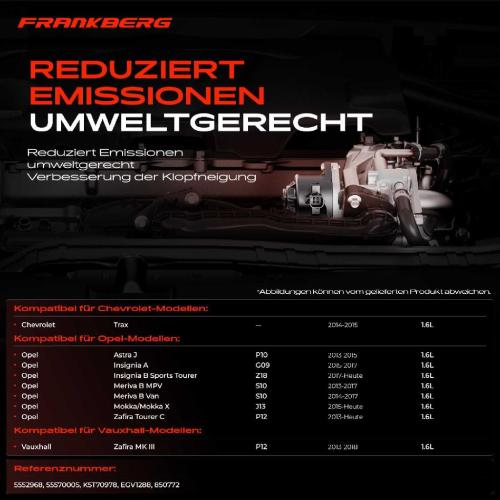 Frankberg 1x AGR-Ventil Abgasrückführungsventil für Chevrolet Opel Astra J Caravan GTC Kasten/Kombi Kasten/Schrägheck Bild Frankberg 1x AGR-Ventil Abgasrückführungsventil für Chevrolet Opel Astra J Caravan GTC Kasten/Kombi Kasten/Schrägheck