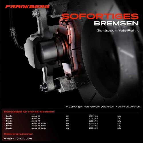 4x Bremsbeläge Vorderachse für Honda Accord VIII Kombi 2.0L 2.2L 2.4L 2008-2015 Bild 4x Bremsbeläge Vorderachse für Honda Accord VIII Kombi 2.0L 2.2L 2.4L 2008-2015