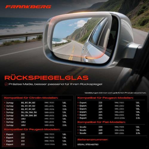 1x Spiegelglas Außenspiegel rechts für Citroën Jumpy Pritsche/Fahrgestell Fiat Scudo Peugeot Bild 1x Spiegelglas Außenspiegel rechts für Citroën Jumpy Pritsche/Fahrgestell Fiat Scudo Peugeot