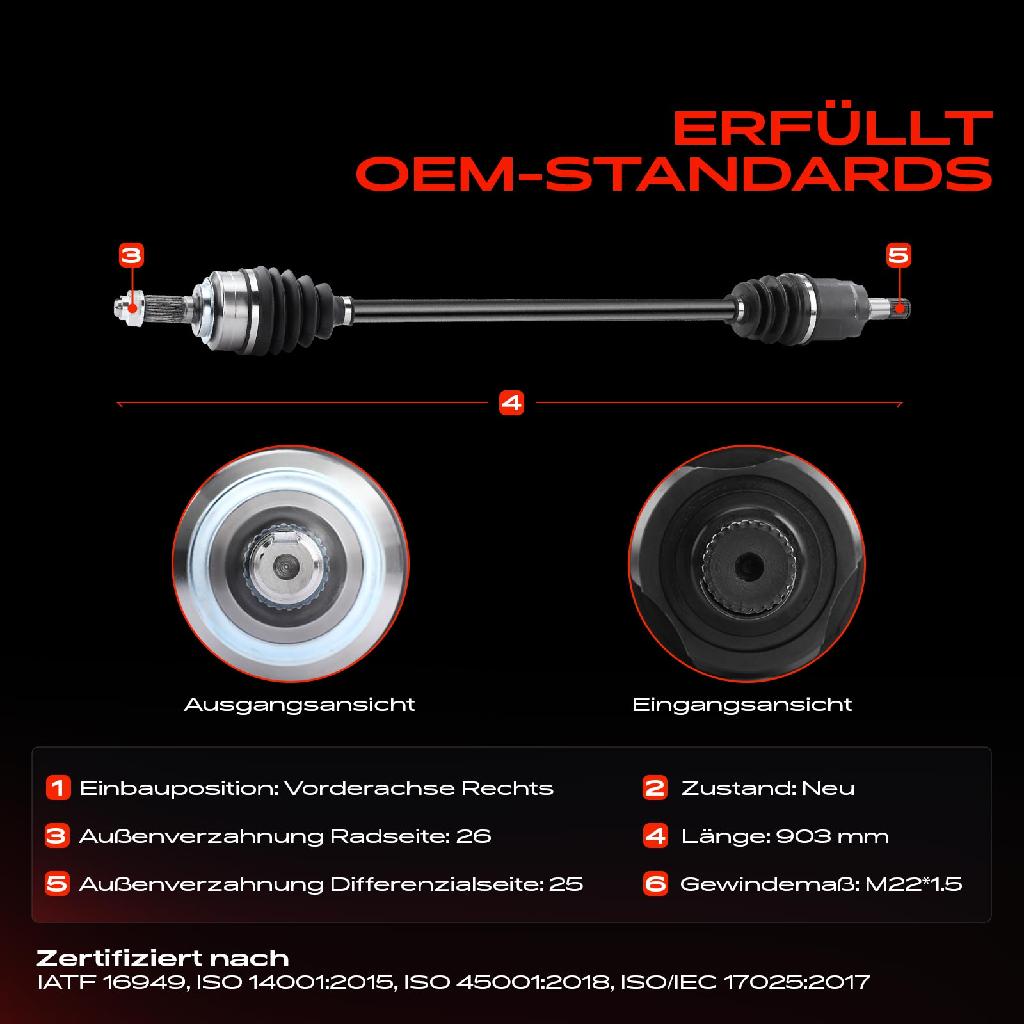 1x Antriebswelle Vorderachse Rechts für Honda Jazz III GE GG GP ZA City Stufenheck GM2 GM3
