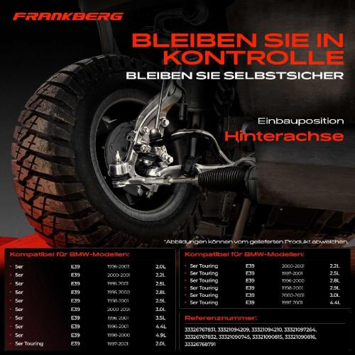 Frankberg 1x Querlenker Satz Hinterachse für BMW 5er E39 5er Touring 2.2L 2.5L 2.8L 2.9L 3.0L 3.5L 4.4L 4.9L 1995-2003 Bild Frankberg 1x Querlenker Satz Hinterachse für BMW 5er E39 5er Touring 2.2L 2.5L 2.8L 2.9L 3.0L 3.5L 4.4L 4.9L 1995-2003