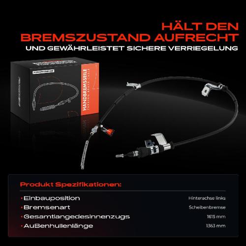 1x Seilzug Feststellbremse Hinterachse links für Hyundai i20 PB PBT ab 2008 Schrägheck Bild 1x Seilzug Feststellbremse Hinterachse links für Hyundai i20 PB PBT ab 2008 Schrägheck