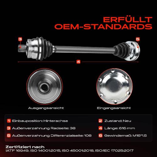 1x Antriebswelle Hinterachse Links oder Rechts für Audi A4 Avant 800 8E2 B6 8E5 1.8L 1.9L 2.5L 3.0L 2000-2004 Bild 1x Antriebswelle Hinterachse Links oder Rechts für Audi A4 Avant 800 8E2 B6 8E5 1.8L 1.9L 2.5L 3.0L 2000-2004