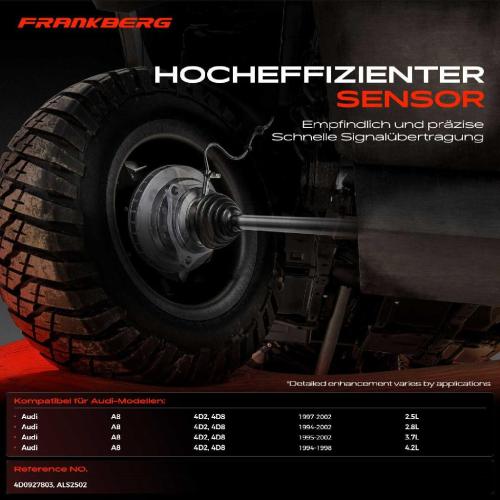 Frankberg 1x ABS Sensor Vorderachse rechts f r Audi A8 4D2 4D8 2.5L 2.8L 3.7L 4.2L 1994-2002 Bild Frankberg 1x ABS Sensor Vorderachse rechts f r Audi A8 4D2 4D8 2.5L 2.8L 3.7L 4.2L 1994-2002