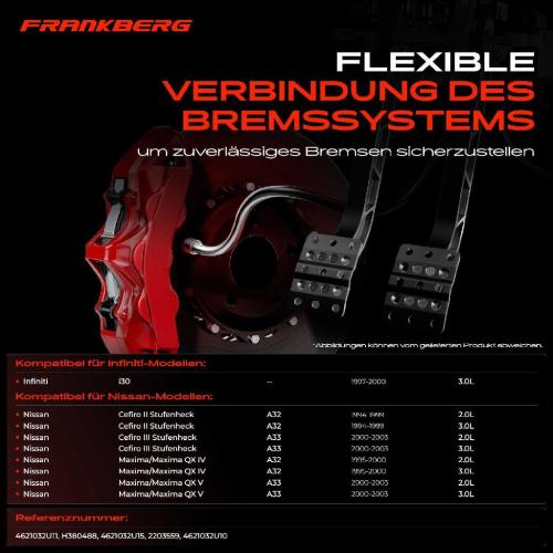 Frankberg 1x Bremsschlauch Bremsschl uche Vorderachse Links oder Rechts f r Infiniti i30 Nissan Cefiro III Maxima QX IV Bild Frankberg 1x Bremsschlauch Bremsschl uche Vorderachse Links oder Rechts f r Infiniti i30 Nissan Cefiro III Maxima QX IV