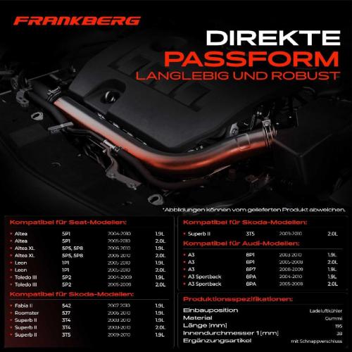 Frankberg 1x Kühlerschlauch Turboschlauch für VW Golf Passat Touran Audi A3 Cabriolet Sportback Seat Altea XL Leon Skoda Bild Frankberg 1x Kühlerschlauch Turboschlauch für VW Golf Passat Touran Audi A3 Cabriolet Sportback Seat Altea XL Leon Skoda