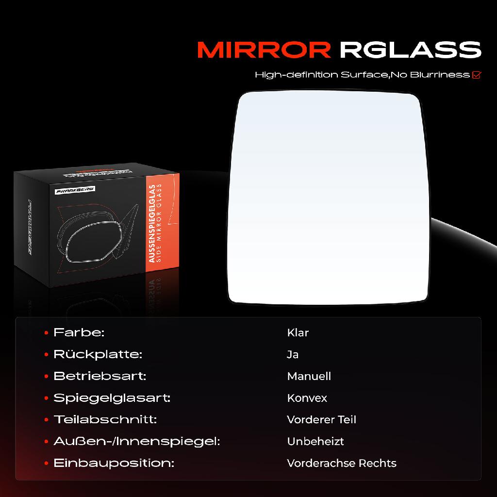 1x Spiegelglas Außenspiegel rechts für Opel Combo Tour Combo Kasten/MPV Corsa C Kasten/Schrägheck