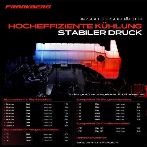 Frankberg 1x Ausgleichsbehälter Kühlmittelbehälter für Fiat Ducato Talento Citroën C25 Peugeot J5 Bild Frankberg 1x Ausgleichsbehälter Kühlmittelbehälter für Fiat Ducato Talento Citroën C25 Peugeot J5