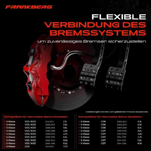 2x Bremsschlauch Bremsschläuche Hinterachse Links oder Rechts für Mercedes-Benz S-Klasse W221 W222 C216 Bild 2x Bremsschlauch Bremsschläuche Hinterachse Links oder Rechts für Mercedes-Benz S-Klasse W221 W222 C216