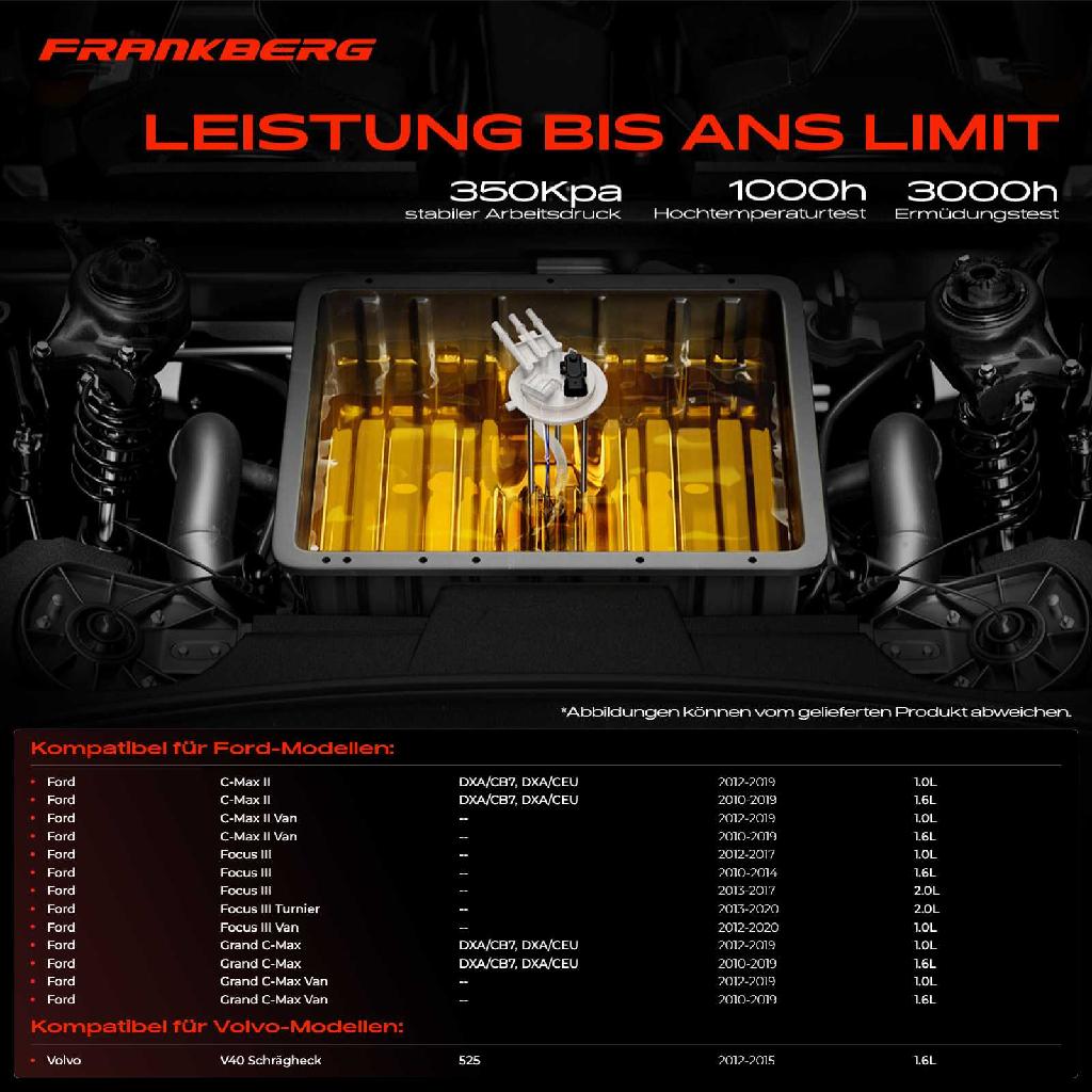 1x Kraftstoffpumpe für Ford C-Max II Van Focus III Stufenheck Turnier Grand Volvo V40 Schrägheck