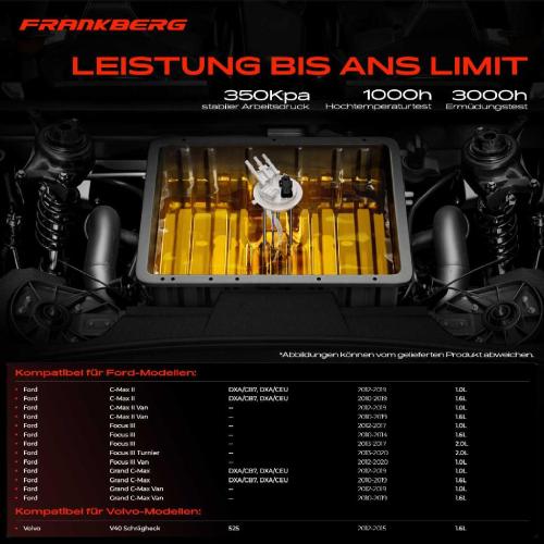 Frankberg 1x Kraftstoffpumpe für Ford C-Max II Van Focus III Stufenheck Turnier Grand Volvo V40 Schrägheck Bild Frankberg 1x Kraftstoffpumpe für Ford C-Max II Van Focus III Stufenheck Turnier Grand Volvo V40 Schrägheck