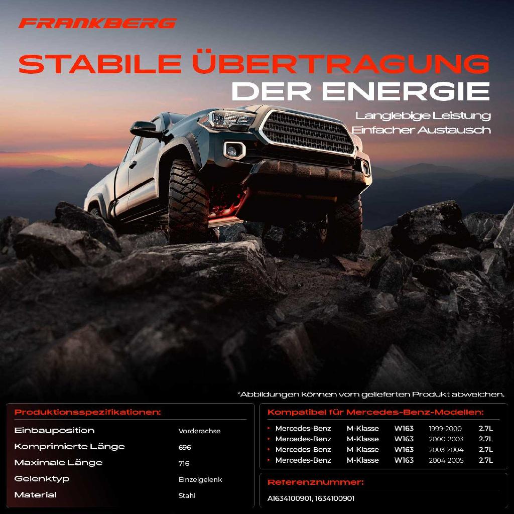 1x Kardanwelle Gelenkwelle Vorderachse für Mercedes-Benz M-Klasse W163 2.7L 1999-2005