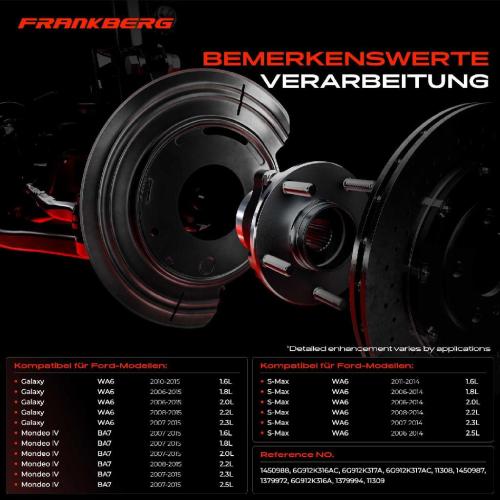 Frankberg 2x Ankerblech Bremsscheibe Hinterachse Beidseitig für Ford Galaxy WA6 Mondeo IV BA7 S-Max WA6 Bild Frankberg 2x Ankerblech Bremsscheibe Hinterachse Beidseitig für Ford Galaxy WA6 Mondeo IV BA7 S-Max WA6