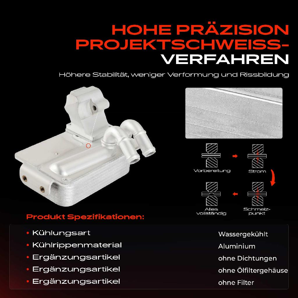 1x Ölkühler Motoröl für Audi A4 8W2 8WC A5 F53 F5P A6 4A2 Q5 8RB FYB FYG
