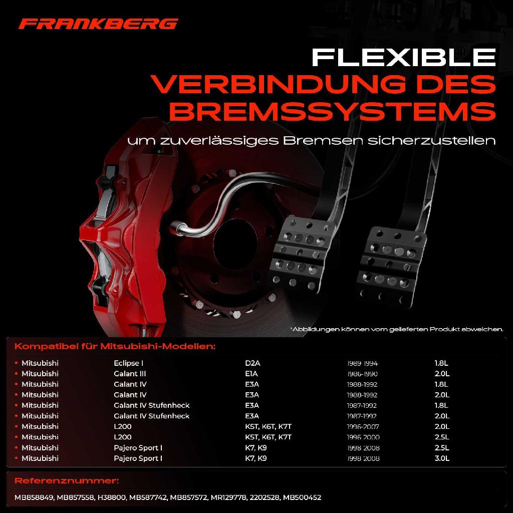 1x Bremsschlauch Bremsschläuche Hinterachse Links oder Rechts für Mitsubishi Galant L 300 L200 Eclipse K7